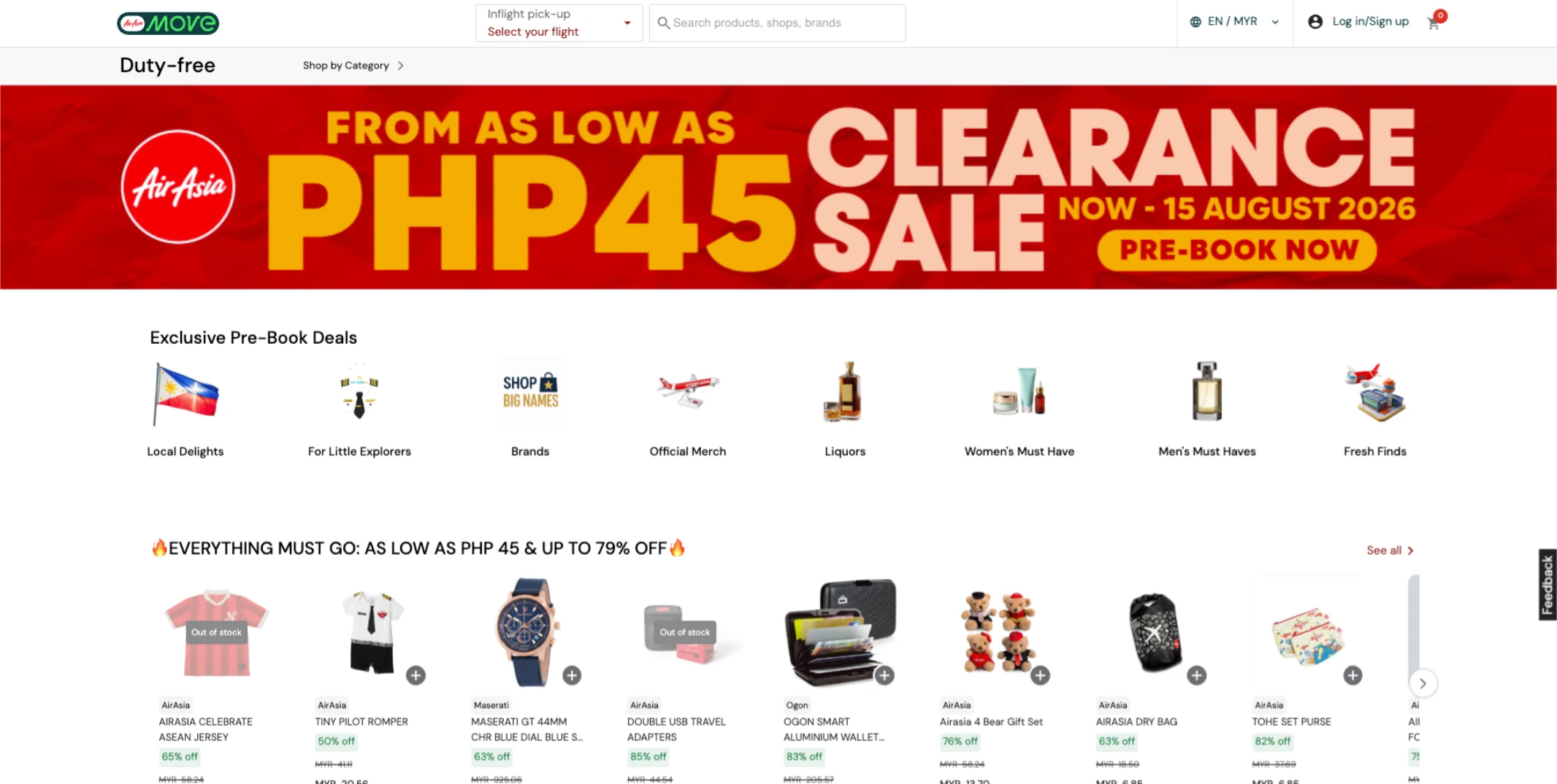 AirAsia MOVE duty-free storefront on desktop